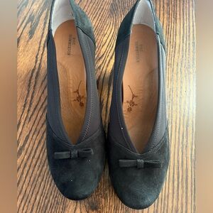 Ros Hommerson Black Suede Flats with Bow
